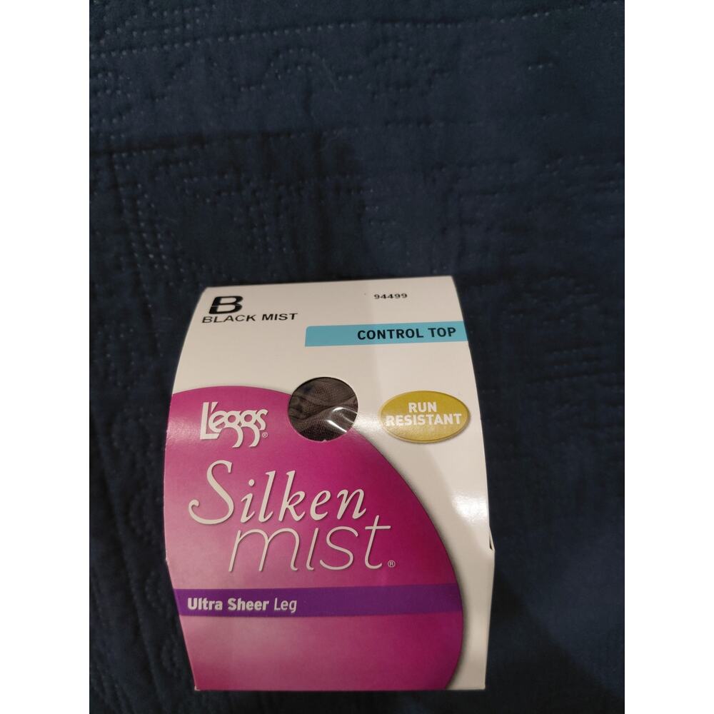 Leggs silken mist sheer leg control top black mist nylons size B